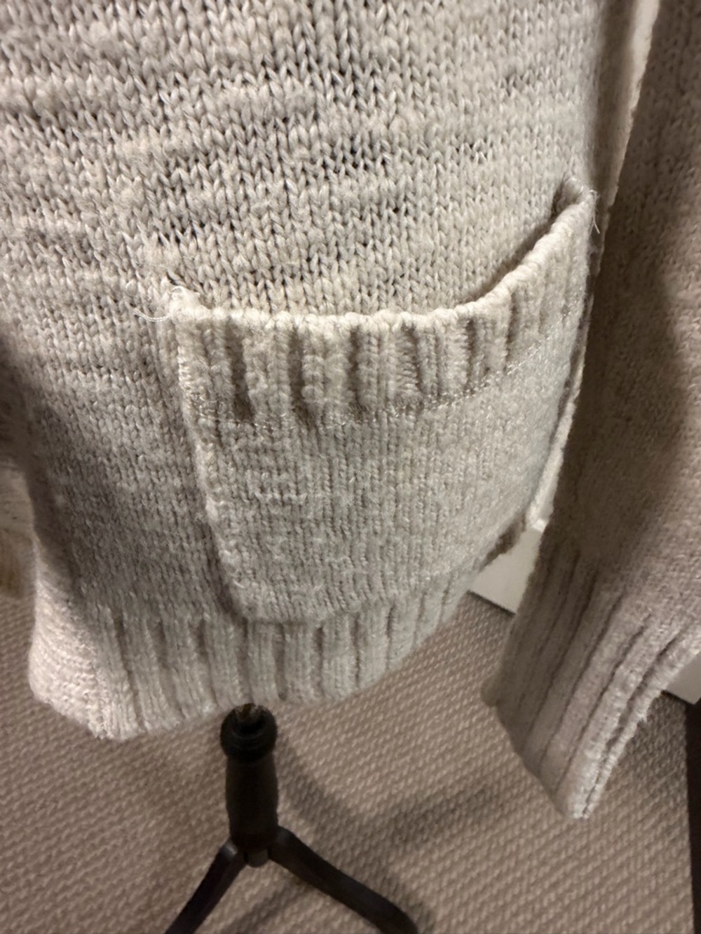 Abercrombie & Fitch Cardigan Sweater Womens Small Beige Open Front Shawl Collar - Picture 5 of 6